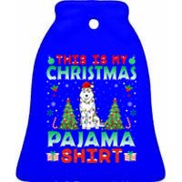 Husky Christmas Hat Pajama Gift Xmas Husky Lover Gift Ceramic Bell Ornament