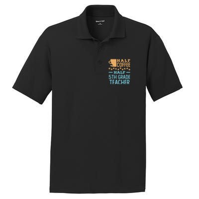 Half Coffee Half 5Th Grade Teacher Appreciation Gift PosiCharge RacerMesh Polo