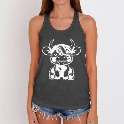 highland cow Women's Knotted Racerback Tank