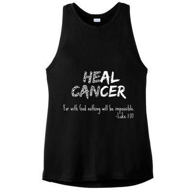 He Can Heal Cancer Christian / Zebra Print Rare Cancers Ladies PosiCharge Tri-Blend Wicking Tank