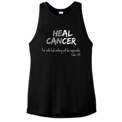 He Can Heal Cancer Christian / Zebra Print Rare Cancers Ladies PosiCharge Tri-Blend Wicking Tank