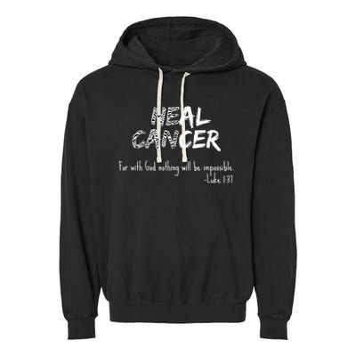 He Can Heal Cancer Christian / Zebra Print Rare Cancers Garment-Dyed Fleece Hoodie