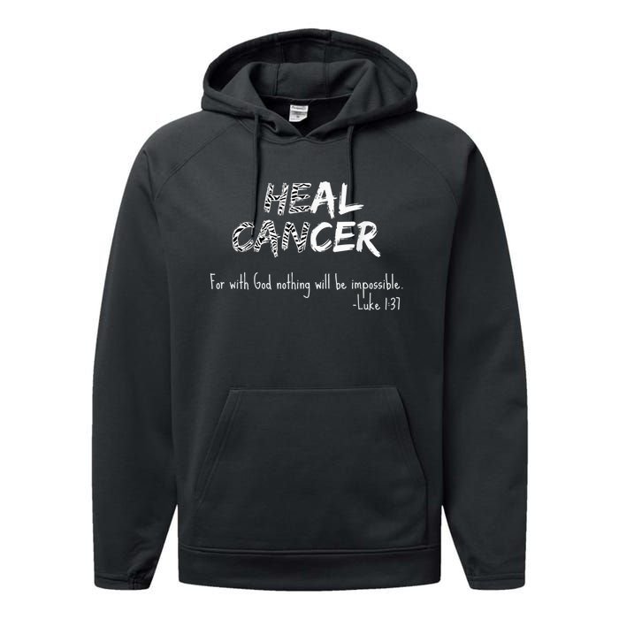 He Can Heal Cancer Christian / Zebra Print Rare Cancers Performance Fleece Hoodie