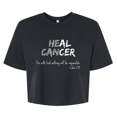 He Can Heal Cancer Christian / Zebra Print Rare Cancers Bella+Canvas Jersey Crop Tee