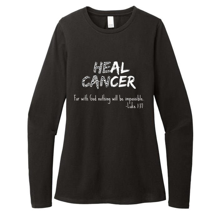 He Can Heal Cancer Christian / Zebra Print Rare Cancers Womens CVC Long Sleeve Shirt