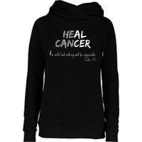 He Can Heal Cancer Christian / Zebra Print Rare Cancers Womens Funnel Neck Pullover Hood