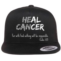 He Can Heal Cancer Christian / Zebra Print Rare Cancers Flat Bill Trucker Hat