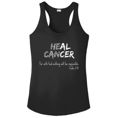 He Can Heal Cancer Christian / Zebra Print Rare Cancers Ladies PosiCharge Competitor Racerback Tank