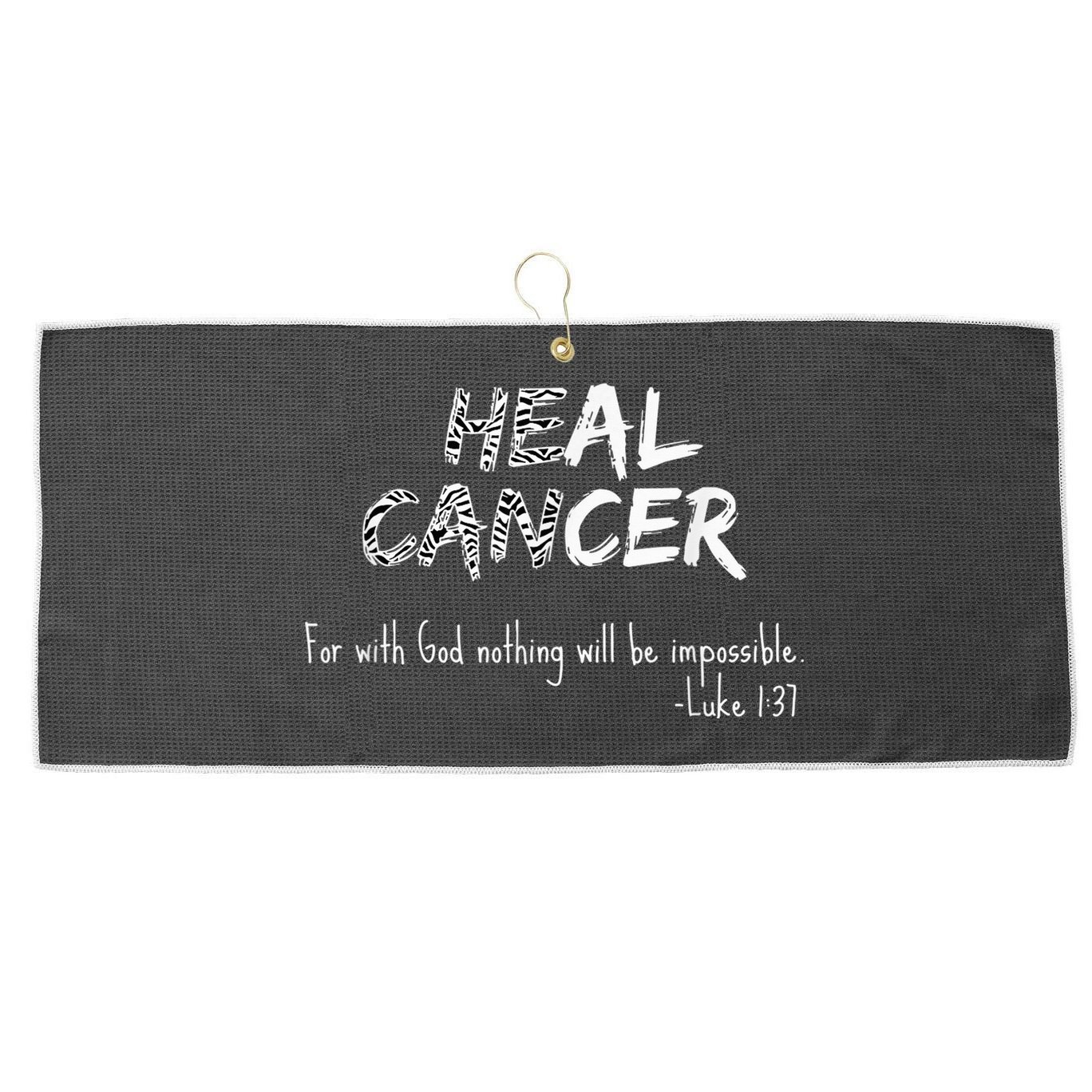 He Can Heal Cancer Christian / Zebra Print Rare Cancers Large Microfiber Waffle Golf Towel