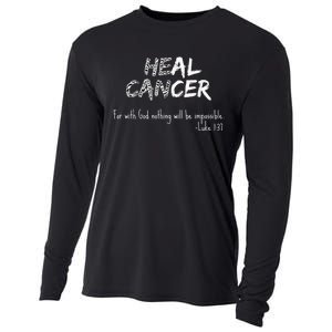 He Can Heal Cancer Christian / Zebra Print Rare Cancers Cooling Performance Long Sleeve Crew