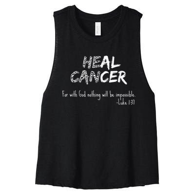 He Can Heal Cancer Christian / Zebra Print Rare Cancers Women's Racerback Cropped Tank