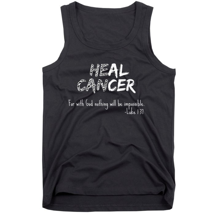 He Can Heal Cancer Christian / Zebra Print Rare Cancers Tank Top