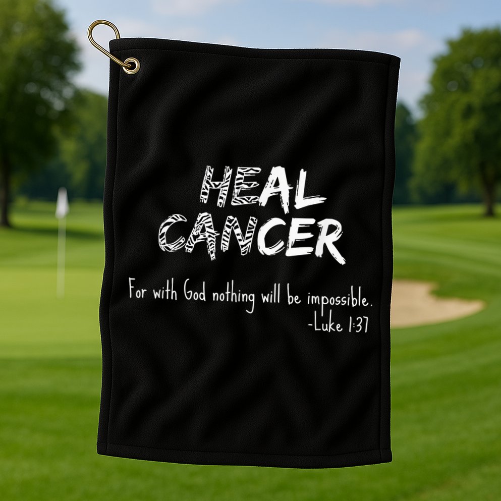 He Can Heal Cancer Christian / Zebra Print Rare Cancers Golf Towel