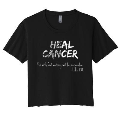 He Can Heal Cancer Christian / Zebra Print Rare Cancers Women's Crop Top Tee