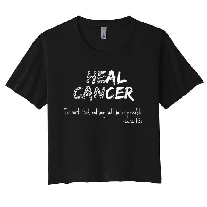 He Can Heal Cancer Christian / Zebra Print Rare Cancers Women's Crop Top Tee