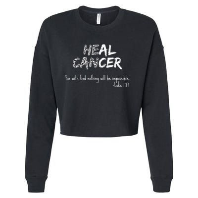 He Can Heal Cancer Christian / Zebra Print Rare Cancers Cropped Pullover Crew