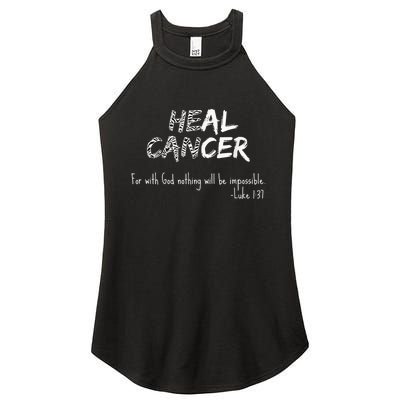 He Can Heal Cancer Christian / Zebra Print Rare Cancers Women's Perfect Tri Rocker Tank