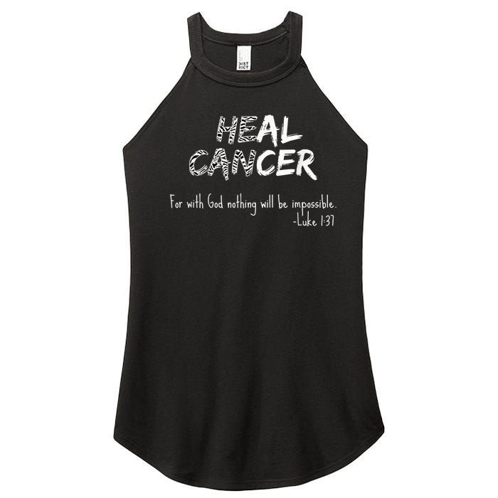 He Can Heal Cancer Christian / Zebra Print Rare Cancers Women's Perfect Tri Rocker Tank