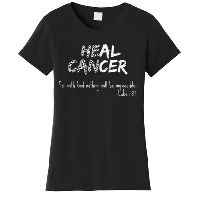 He Can Heal Cancer Christian / Zebra Print Rare Cancers Women's T-Shirt