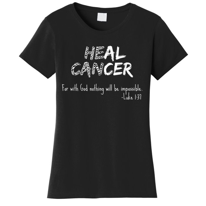 He Can Heal Cancer Christian / Zebra Print Rare Cancers Women's T-Shirt