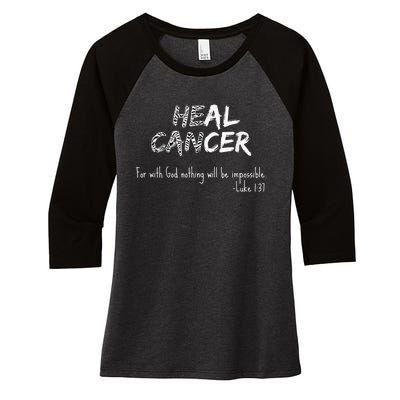 He Can Heal Cancer Christian / Zebra Print Rare Cancers Women's Tri-Blend 3/4-Sleeve Raglan Shirt