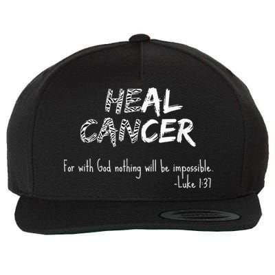 He Can Heal Cancer Christian / Zebra Print Rare Cancers Wool Snapback Cap