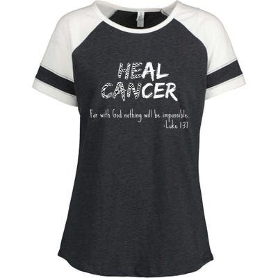 He Can Heal Cancer Christian / Zebra Print Rare Cancers Enza Ladies Jersey Colorblock Tee