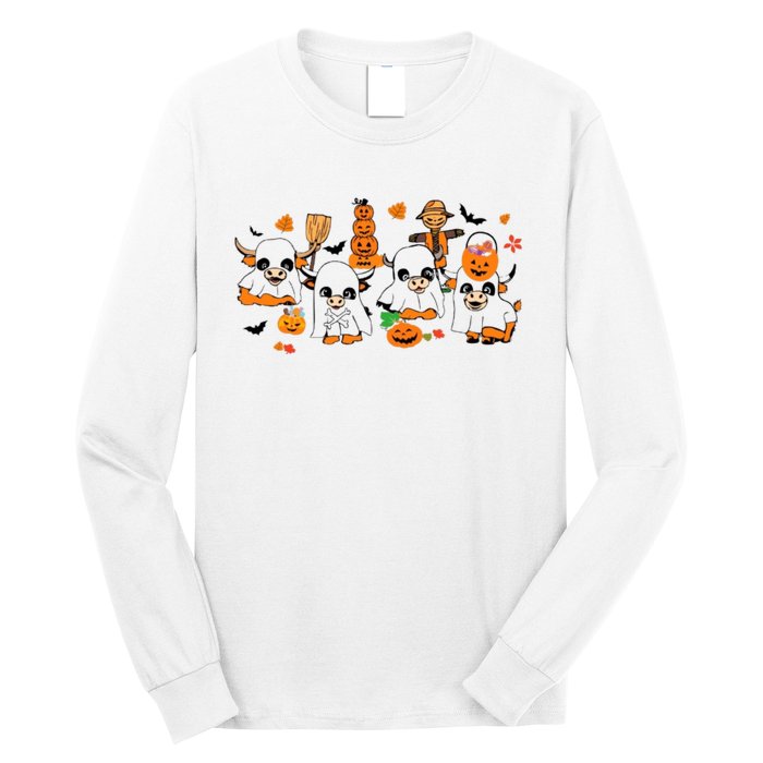 Highland Cow Halloween Fall Western Halloween Long Sleeve Shirt