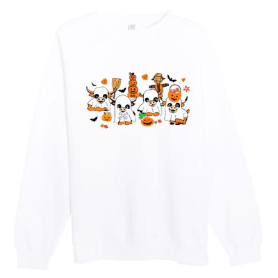 Highland Cow Halloween Fall Western Halloween Premium Crewneck Sweatshirt