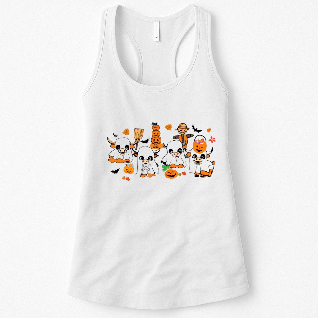Highland Cow Halloween Fall Western Halloween Womens Tank Top