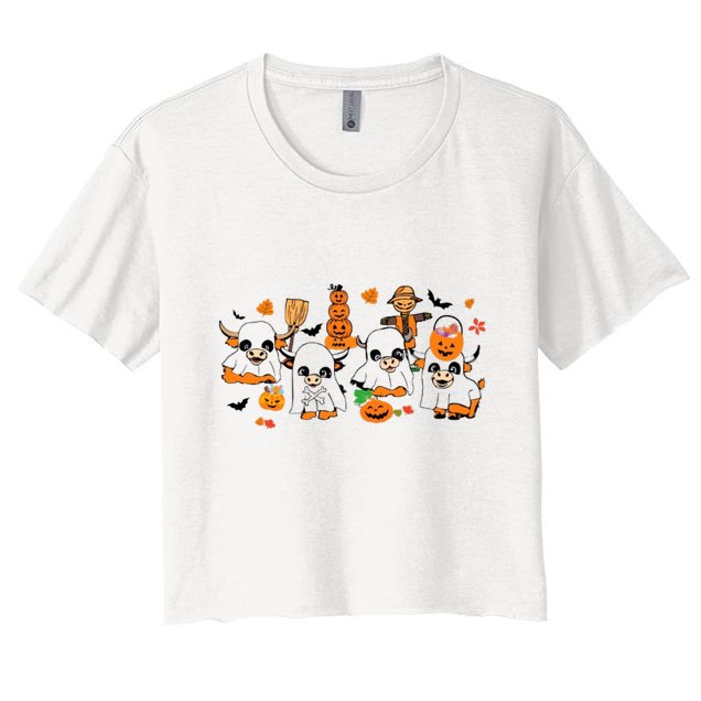 Highland Cow Halloween Fall Western Halloween Crop Top