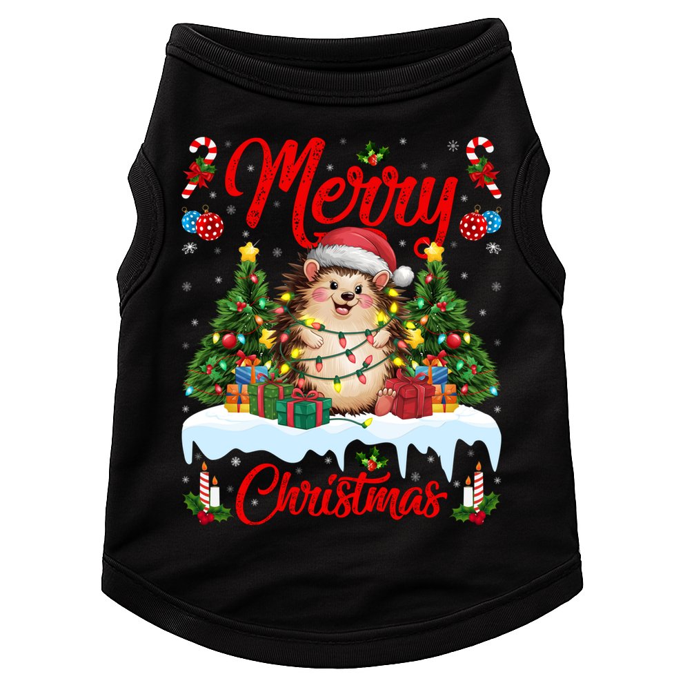 Hedgehog Christmas Hedgehog Xmas Tree Lighting Santa Hat Doggie Tank