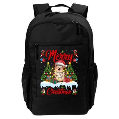 Hedgehog Christmas Hedgehog Xmas Tree Lighting Santa Hat Backpack