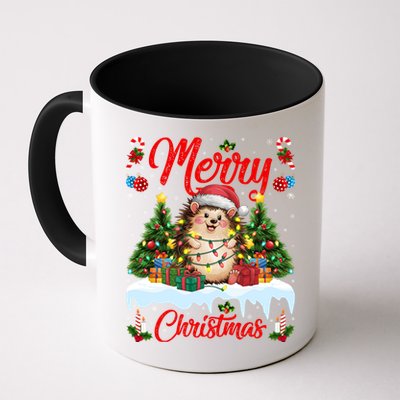 Hedgehog Christmas Hedgehog Xmas Tree Lighting Santa Hat Mug