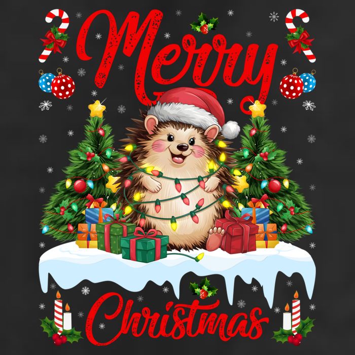 Hedgehog Christmas Hedgehog Xmas Tree Lighting Santa Hat 11oz C Handle Ceramic Mug