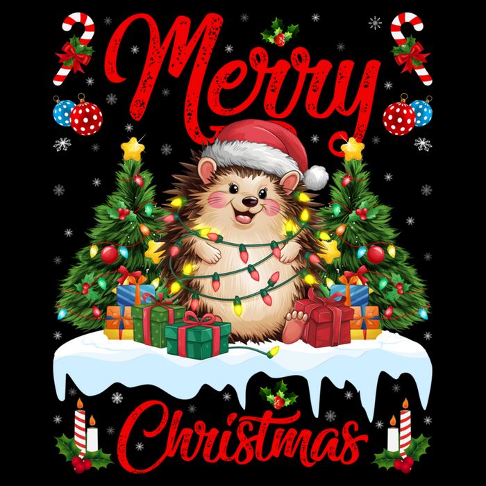 Hedgehog Christmas Hedgehog Xmas Tree Lighting Santa Hat 16 in Basic Backpack