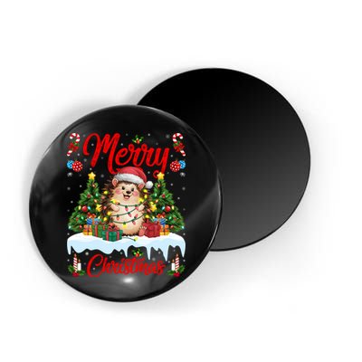 Hedgehog Christmas Hedgehog Xmas Tree Lighting Santa Hat Magnet