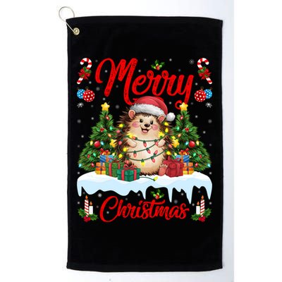 Hedgehog Christmas Hedgehog Xmas Tree Lighting Santa Hat Golf Towel