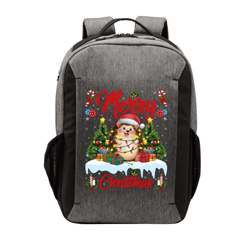 Hedgehog Christmas Hedgehog Xmas Tree Lighting Santa Hat Vector Backpack