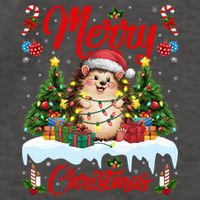 Hedgehog Christmas Hedgehog Xmas Tree Lighting Santa Hat Vector Backpack