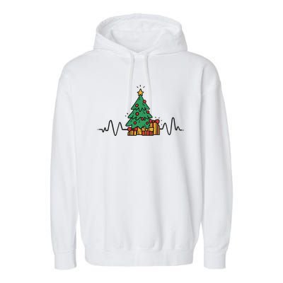 Heartbeat Christmas Holiday Garment-Dyed Fleece Hoodie