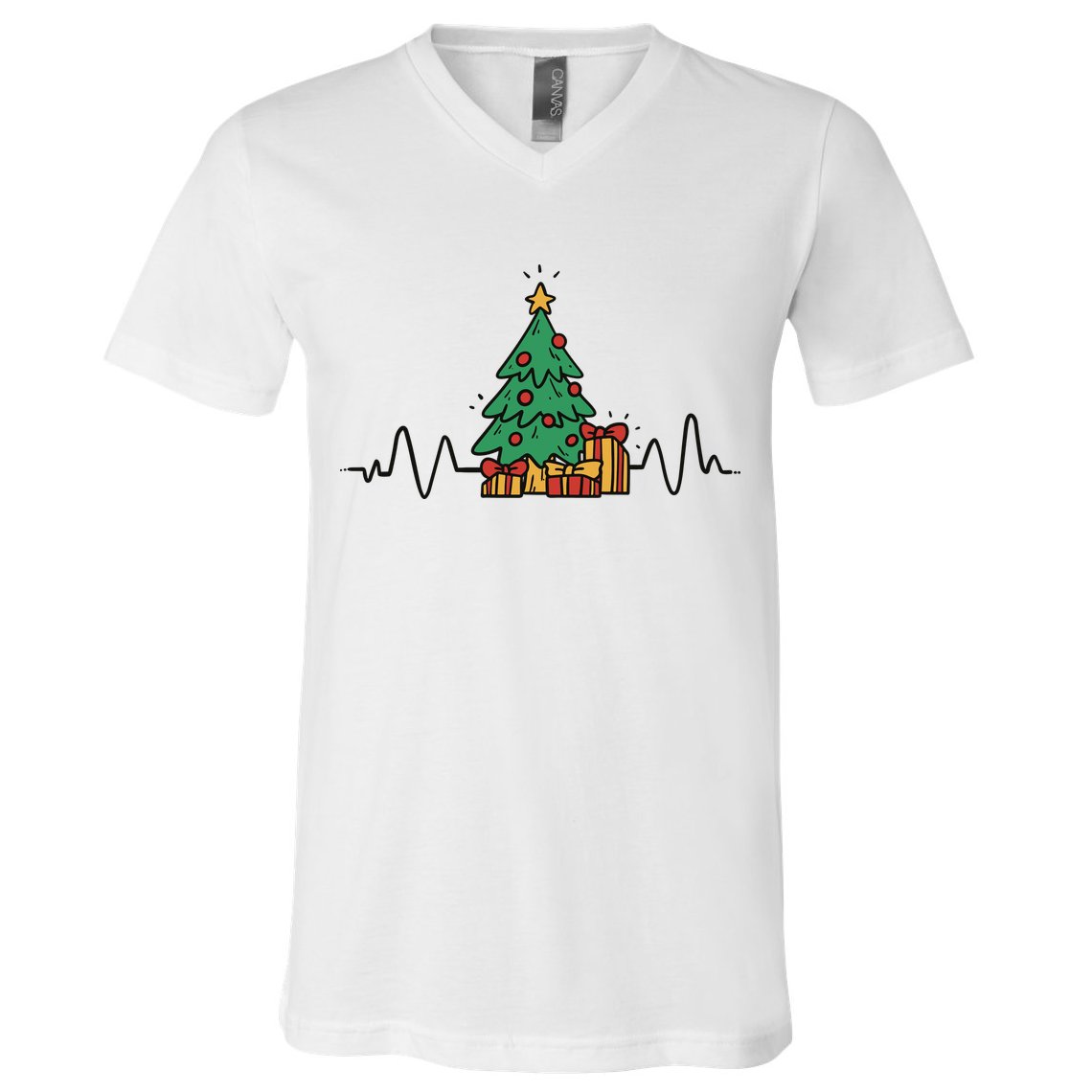 Heartbeat Christmas Holiday V-Neck T-Shirt