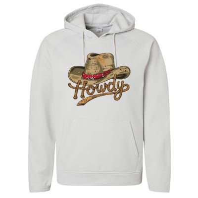 Howdy Cowboy Hat Funny Western Rodeo Performance Fleece Hoodie