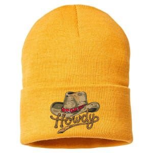 Howdy Cowboy Hat Funny Western Rodeo Sustainable Knit Beanie