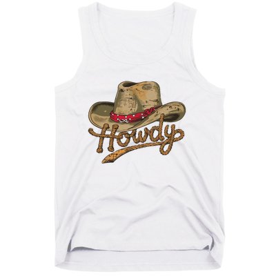 Howdy Cowboy Hat Funny Western Rodeo Tank Top