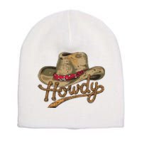 Howdy Cowboy Hat Funny Western Rodeo Short Acrylic Beanie