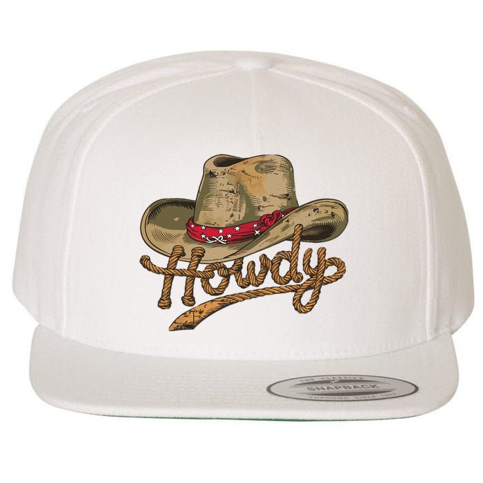 Howdy Cowboy Hat Funny Western Rodeo Wool Snapback Cap