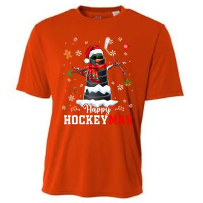 Happy Christmas Hockey Snow Sunglasses Xmas Player Gift Cooling Performance Crew T-Shirt