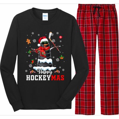 Happy Christmas Hockey Snow Sunglasses Xmas Player Gift Long Sleeve Pajama Set