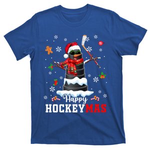 Happy Christmas Hockey Snow Sunglasses Xmas Player Gift T-Shirt